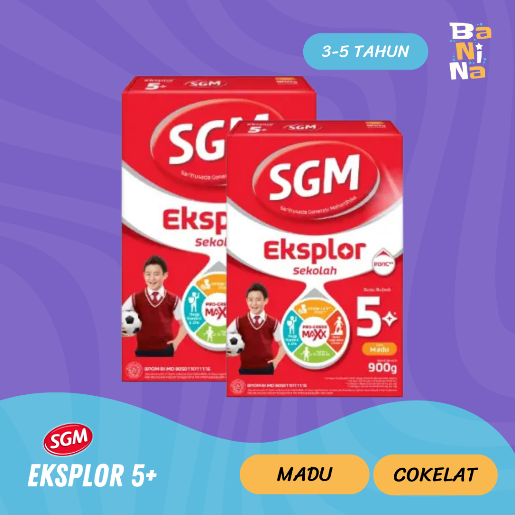 

SGM Eksplor 5+ Rasa Madu, Cokelat 900g Susu Formula Bayi 5-12 Tahun