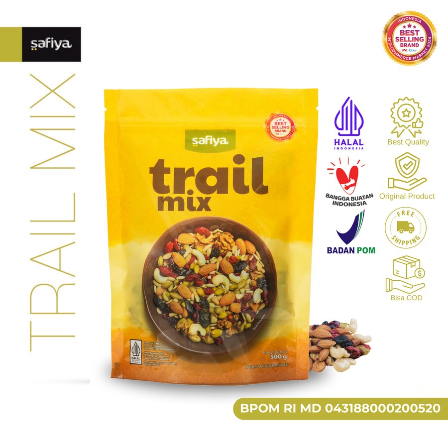 

Trail Mix Original 500 Gram Dried Fruit Seed Nut Roasted Snack Safiya