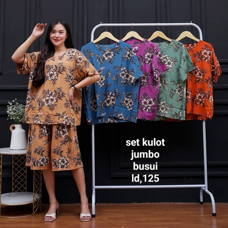 SETELAN BATIK KULOT JUMBO || ONE SET JUMBO LD 125 || SETELAN PENDEK WANITA