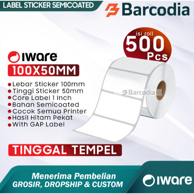 

BARCODIA Label Stiker 100x50mm Semicoated 500pcs