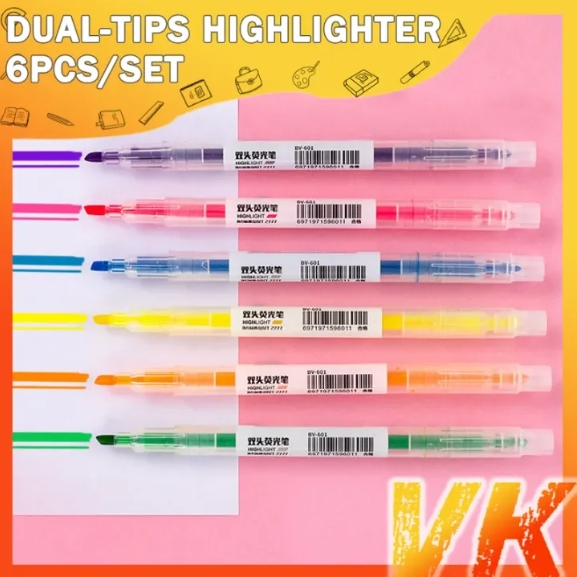 

6PCS STABILO SET WARNA WARNI DOUBLE SIDE PULPEN DUA SISI HIGHLIGHTER 6 IN 1