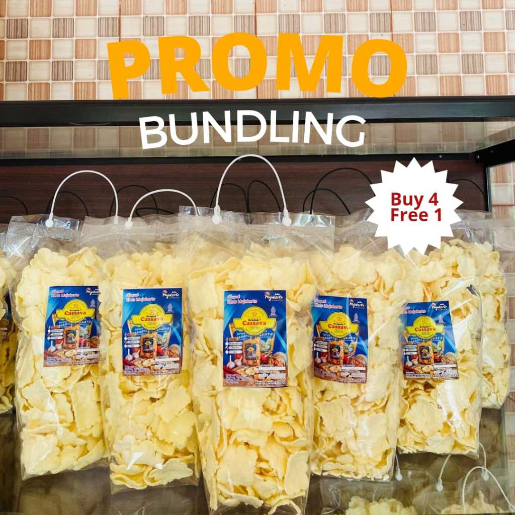 

PAKET BUNDLING KERUPUK CASSAVA MATANG 110 gr [BUY 4 GET 1 FREE]