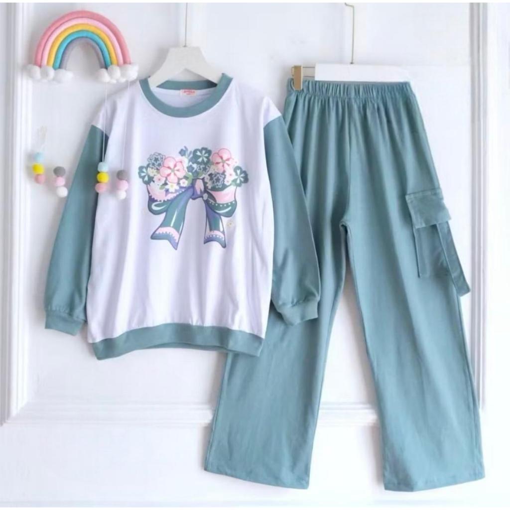 Oneset Anak Setcel Baju Celana Kids Viral Lenganpanjang Setelan Bju Perempuan Muslim Bisa Cod Secela