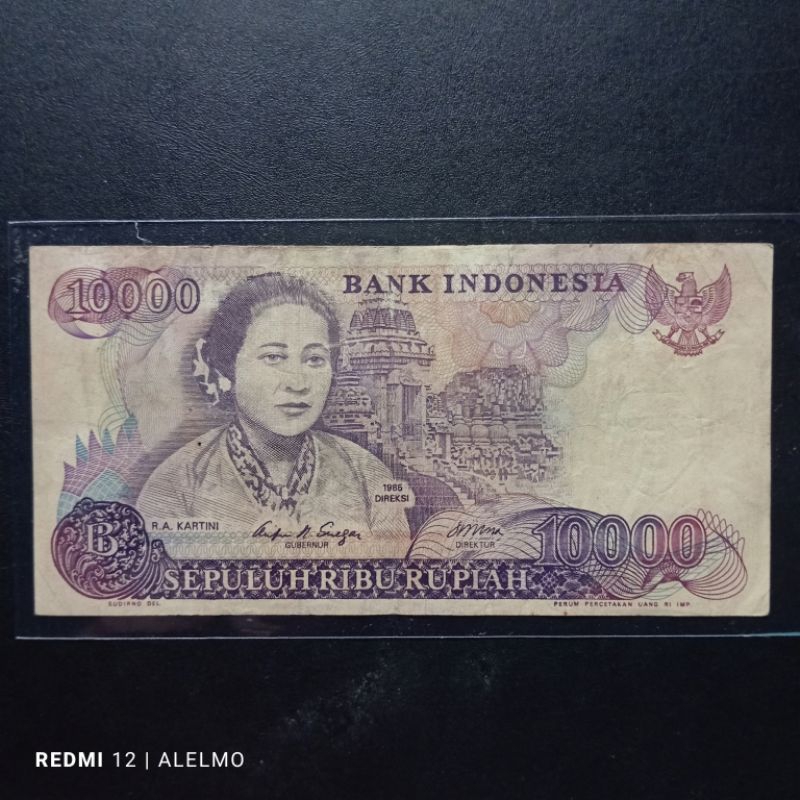 uang kertas 10000 seri kartini tahun 1985 bekas