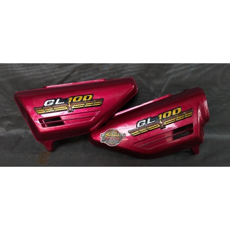 Cover Box tempong Aki GL 100 merah Set emblem Garuda