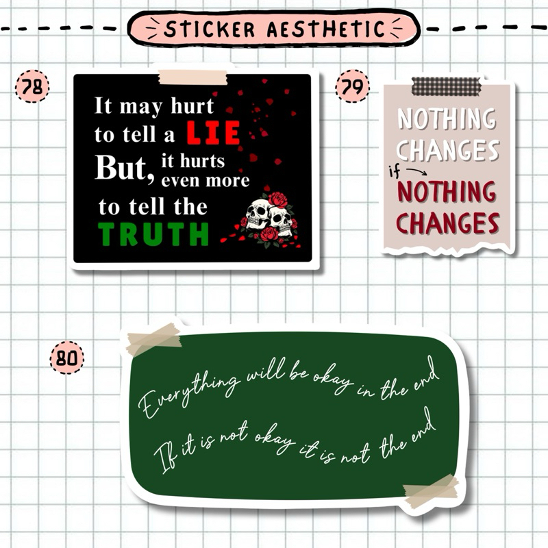 

STICKER AESTHETIC TUMBLR SATUAN / STICKER QUOTES AFFIRMATION MATTE WATERPROOF / AS. 79-84