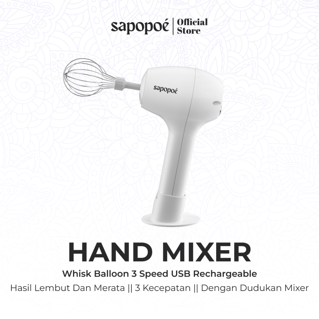 Sapopoe Hand Mixer Whisk Balloon 3 Speed