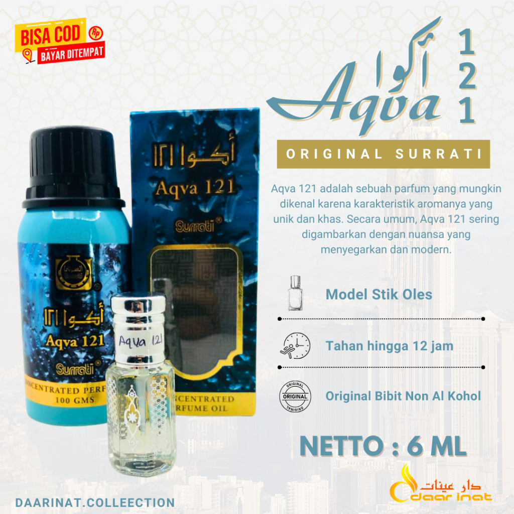 New Parfum Aqva 121 Original Surrati 6 ML Oles I Parfum Majelis I Minyak Wangi Oles I Parfum Saudi