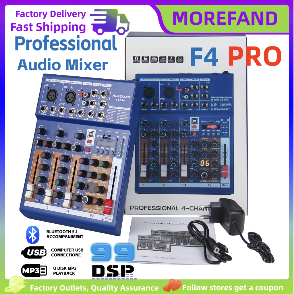 Mixer audio F4-PRO Audio Mixer Profesional mixer audio mixer ashlley 4 chanel Bluetooth Mini mixer