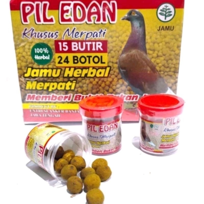 JAMU BURUNG MERPATI PIL EDAN MANUVER TUTUP MERAH ISI 15 BUTIR JAMU MERPATI DARA GIRING KEKET