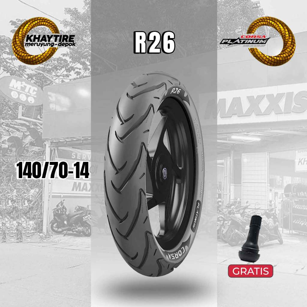 Ban Belakang Motor YAMAHA AEROX CORSA R26 PLATINUM 140/70 Ring 14 Tubeless