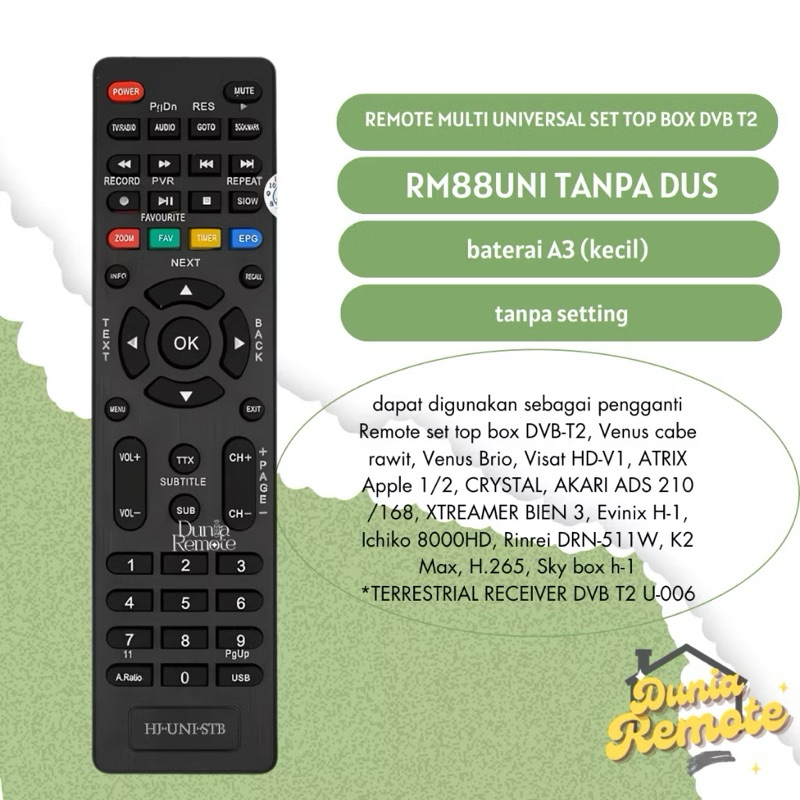 Remote Universal STB DVB-T2 Remote STB DVB-TRM-88 UN1