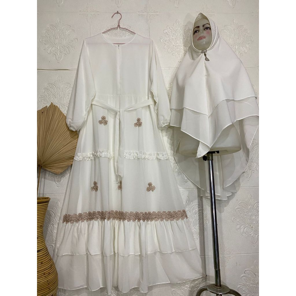 DISKON GAMIS SYARI CERUTY RENDA / GAMIS TERBARU MIX RENDA BUNGA CANTIK / GAMIS CERUTY BABYDOLL