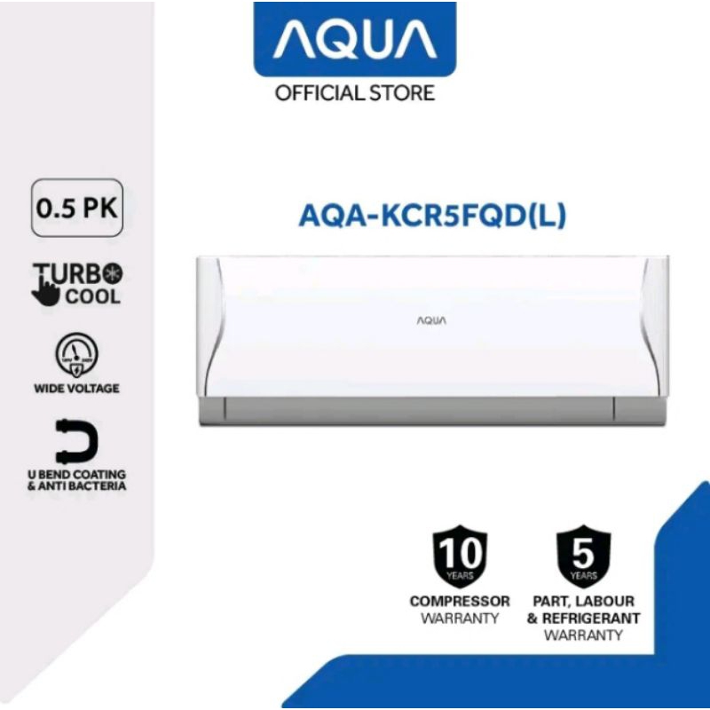 AC AQUA 1/2 PK AQA-KCR5FQDL / AC AQUA 0.5 PK SPLIT STANDAR DAN PEMASANGAN