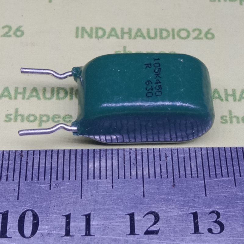 RUBYCON 105K450 R 10mm 105 450v kaki tembaga 1uf milar kapasitor 105k mylar 1000nf hijau 105k 450 bu