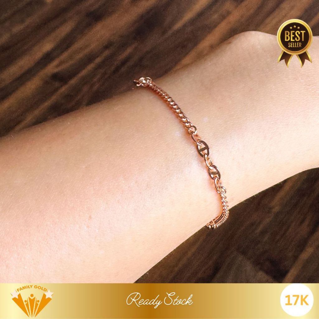 Gelang Emas Kadar 750 (17K) Model New Rosegold Variasi Berat 1 - 5 Gram an