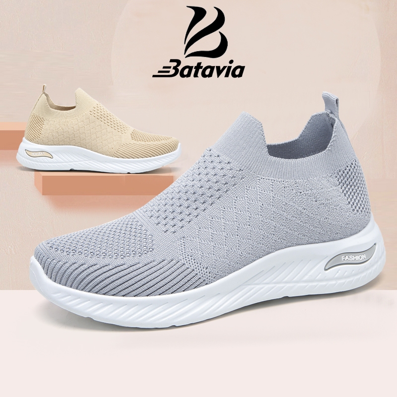 Batavia Baru Wanita Sepatu Olahraga Rajutan Sepatu Wanita Bernapas Ringan Joging Sepatu N51