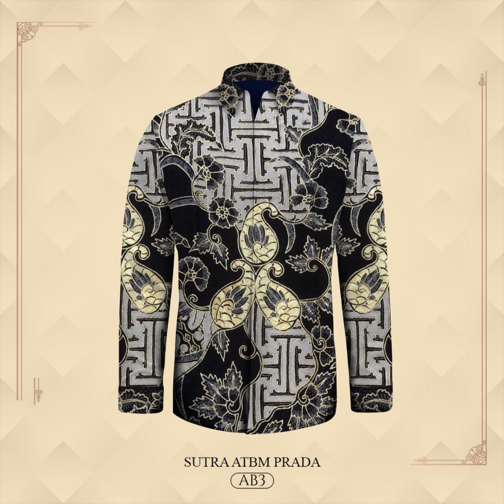 Kemeja batik prada pola bahan atbm sutera batik tulis prada exclusive baju lengan panjang pria