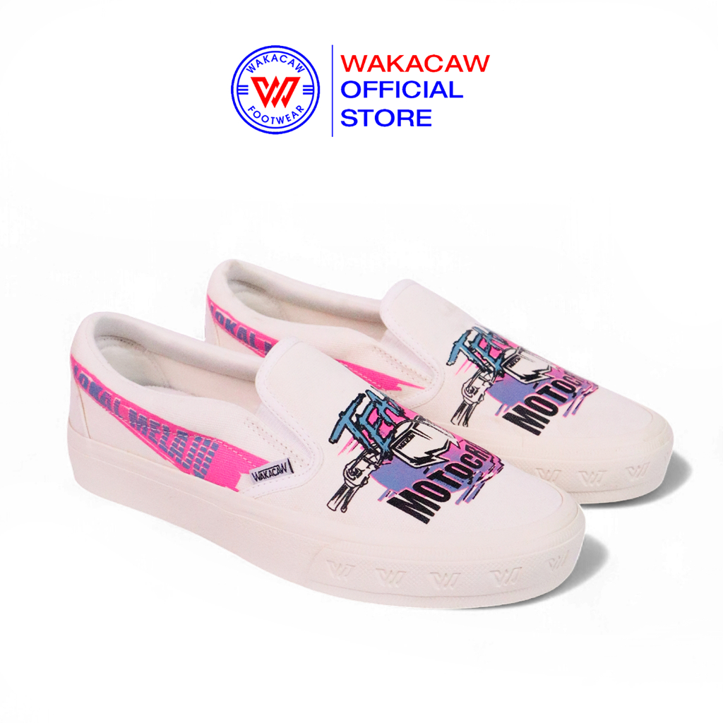 WAKACAW - GTX Off White Series Sepatu Wakacaw Sepatu Slip On Selop Casual Vulcanised Skate Board Pri