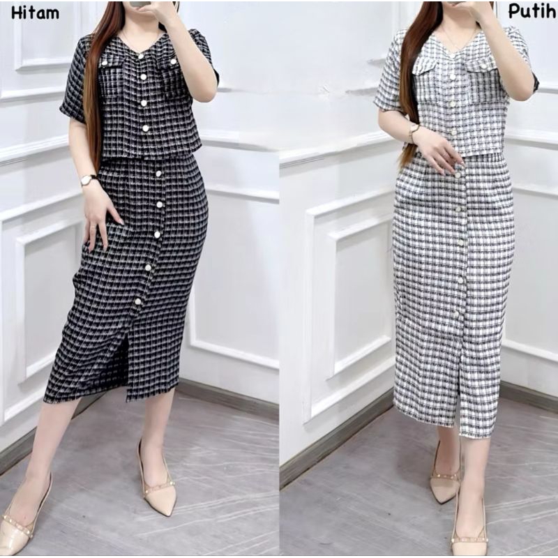 VERREN set crop rok span panjang