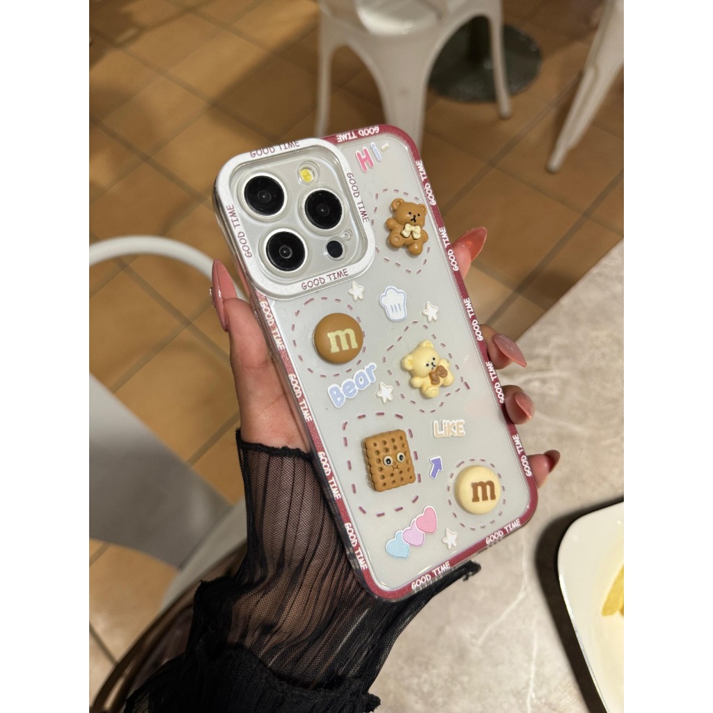 SS097 Cutie 3d Bear Brown Cookie Softcase Casing Hp Compatible For IPHONE 11 12 13 MINI 14 PRO MAX B