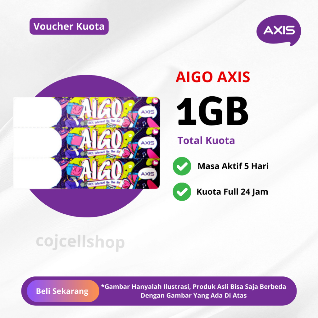 Voucher Kuota AXIS Aigo 1GB 5 Hari Full 24 JAM - Voucher Kuota Axis 1GB 5 Hari Full 24 JAM - Paket D