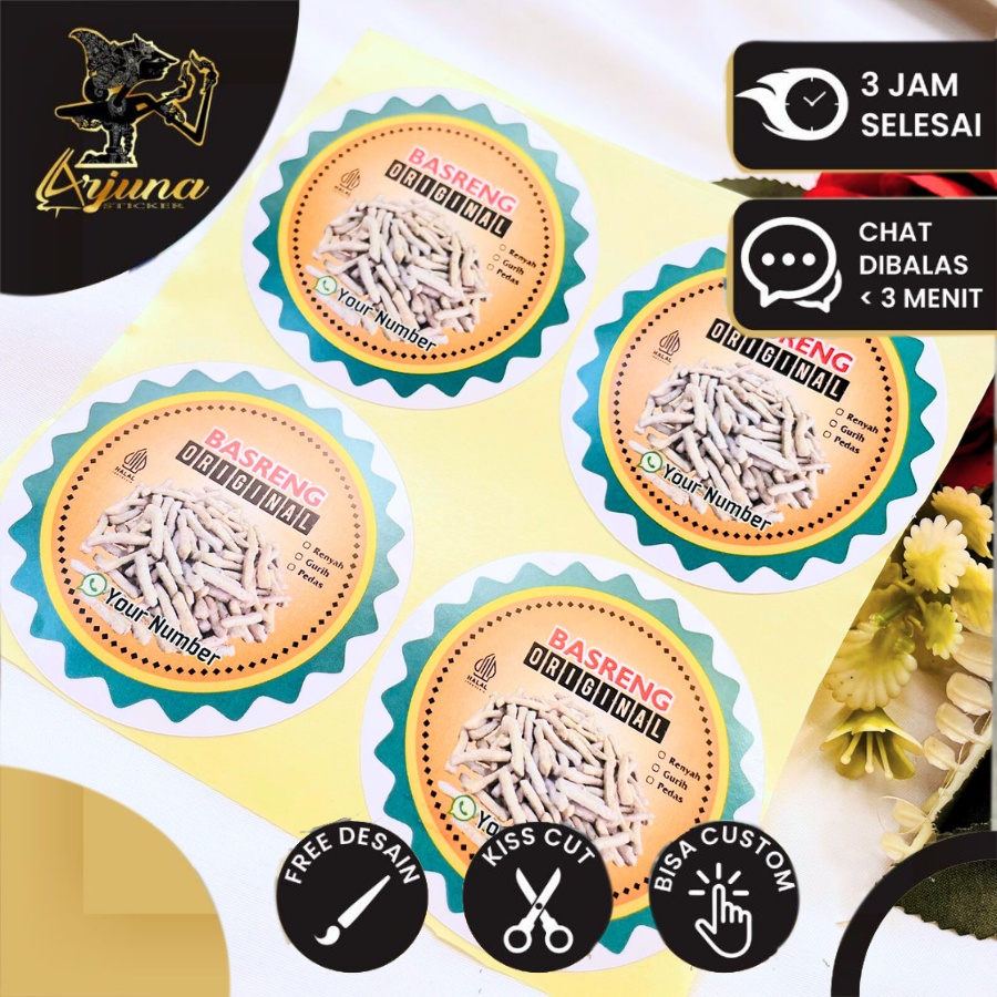 

2-4 Stiker Label Kemasan Basreng Sticker Jajan Custom Produk Baso Goreng Free Desain Bulat Chromo
