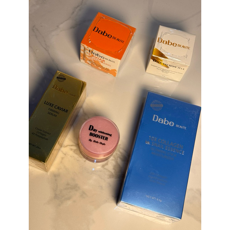 dabe beaute - luxe caviar firming serum, collagen snail essence glowing stick moisturizer, DNA salmo