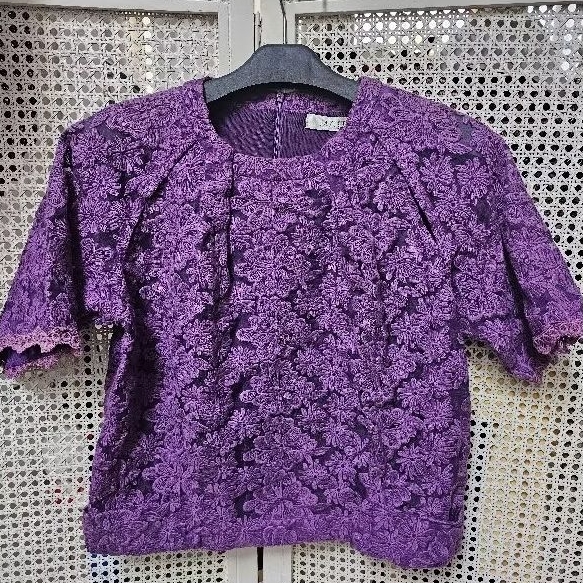 blus atasan brokat premium korea purple ungu