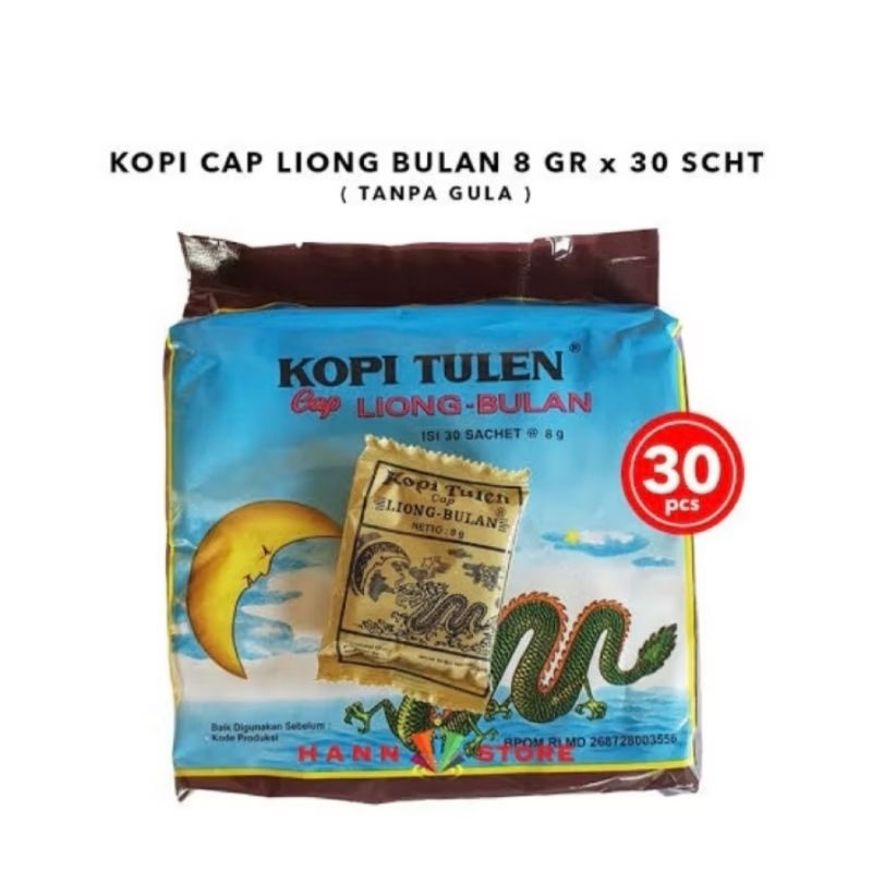 

KOPI TULEN CAP LIONG BULAN TANPA GULA PAK (ISI 30 SACHET)