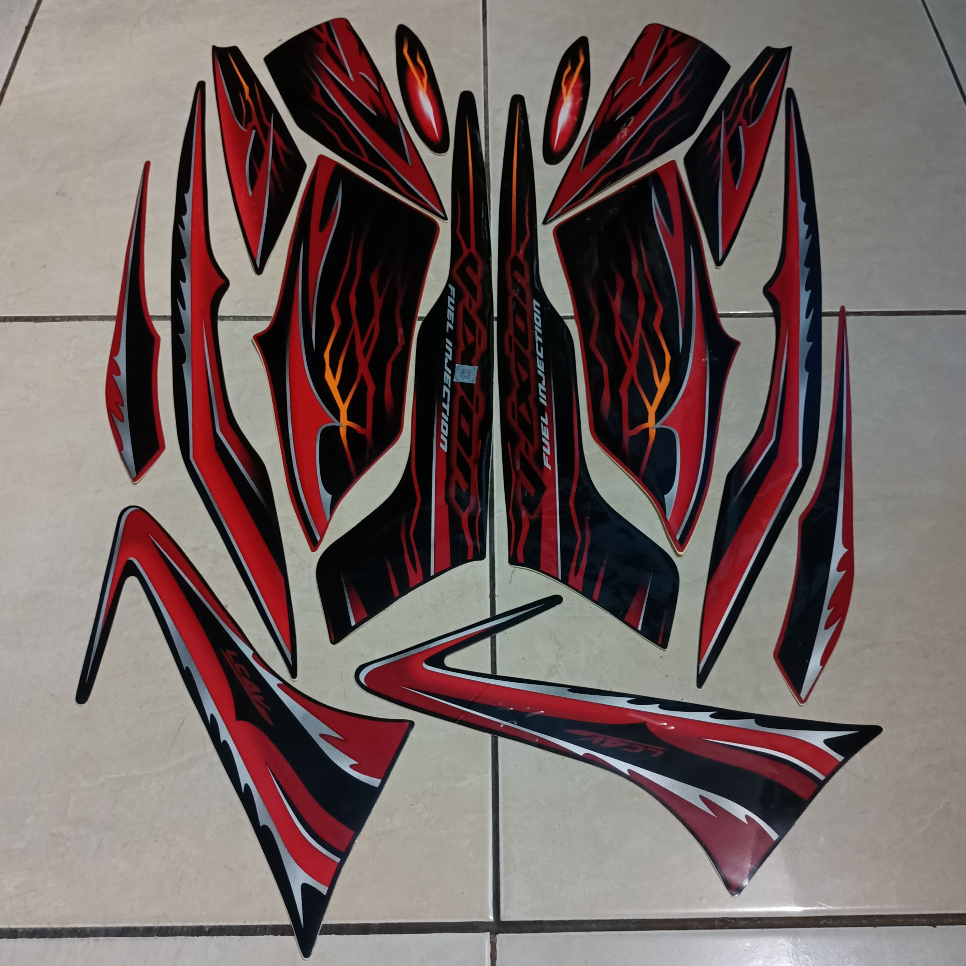stiker striping yamaha vixion 2010 old merah hitam lis body standar berkualitas original