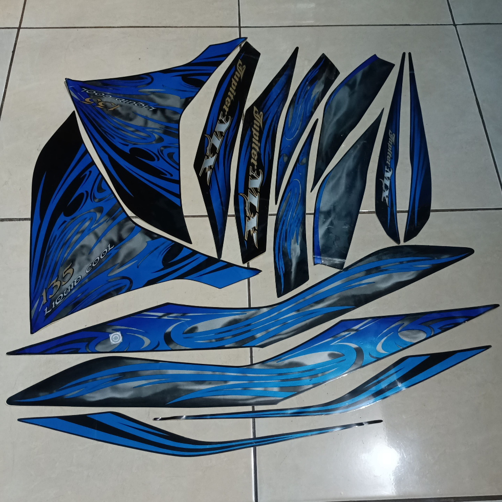 stiker striping yamaha jupiter mx new 135 2011 biru lis body standar berkualitas original