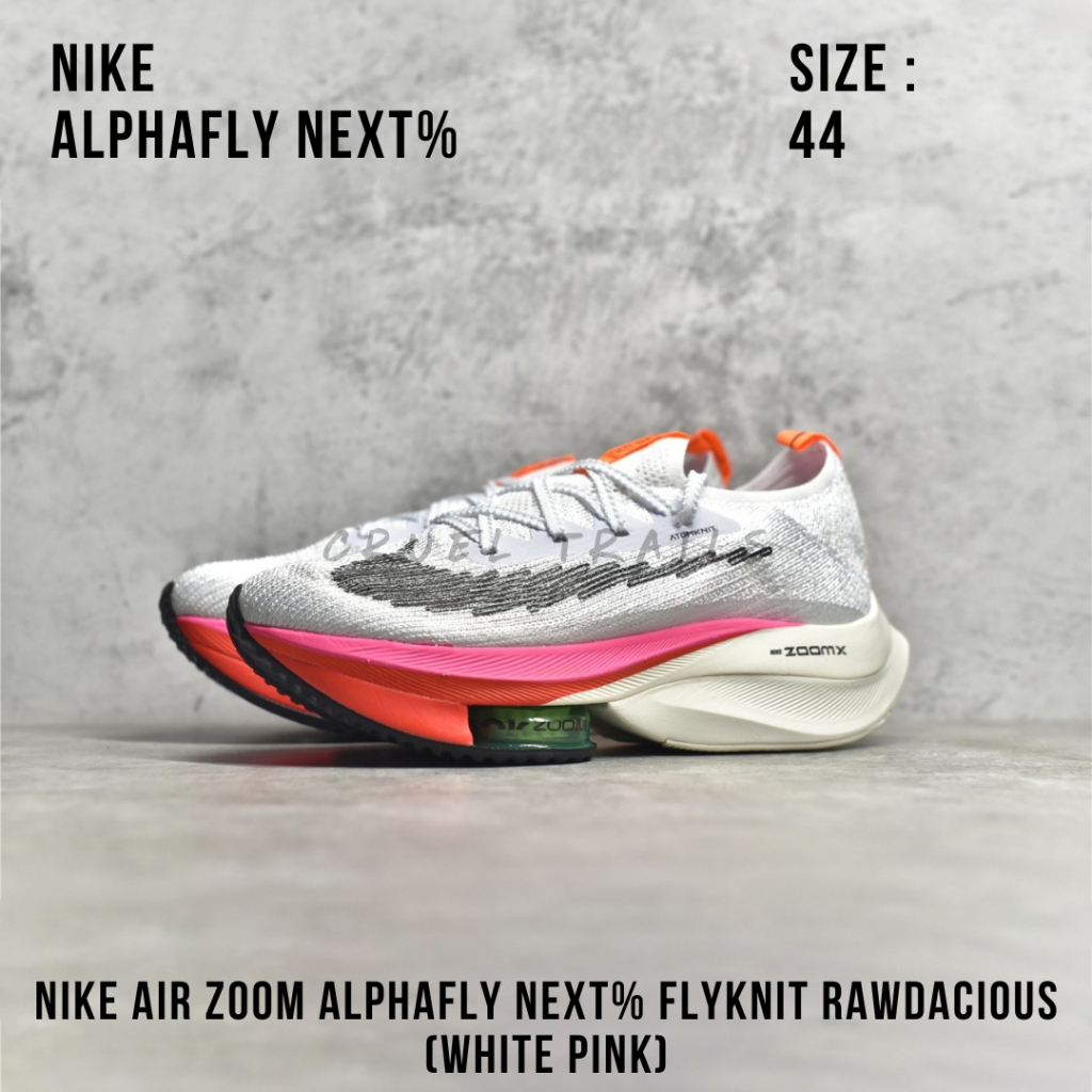 READY STOCK SIZE 44 - Nike Air Zoom Alphafly NEXT% Flyknit Rawdacious (White Pink) BNIB ORIGINAL MAT
