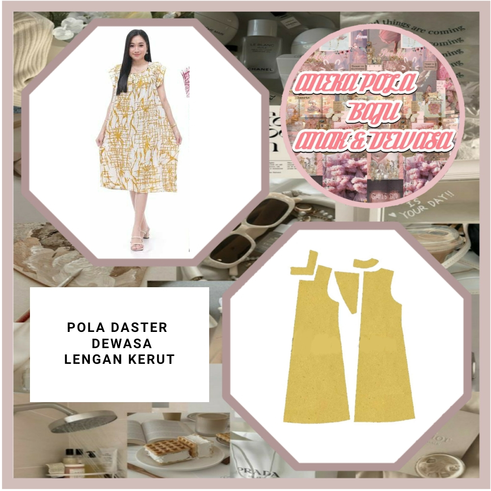 Pola Daster Dewasa Lengan Kerut | Pola Instan Daster | Pola Jiplak | Pola Jahit |