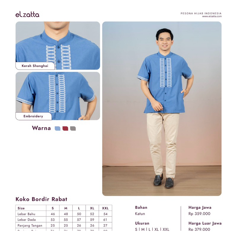Koko Bordir Rabat Elzatta Baju Muslim Pria Sarimbit Couple Family
