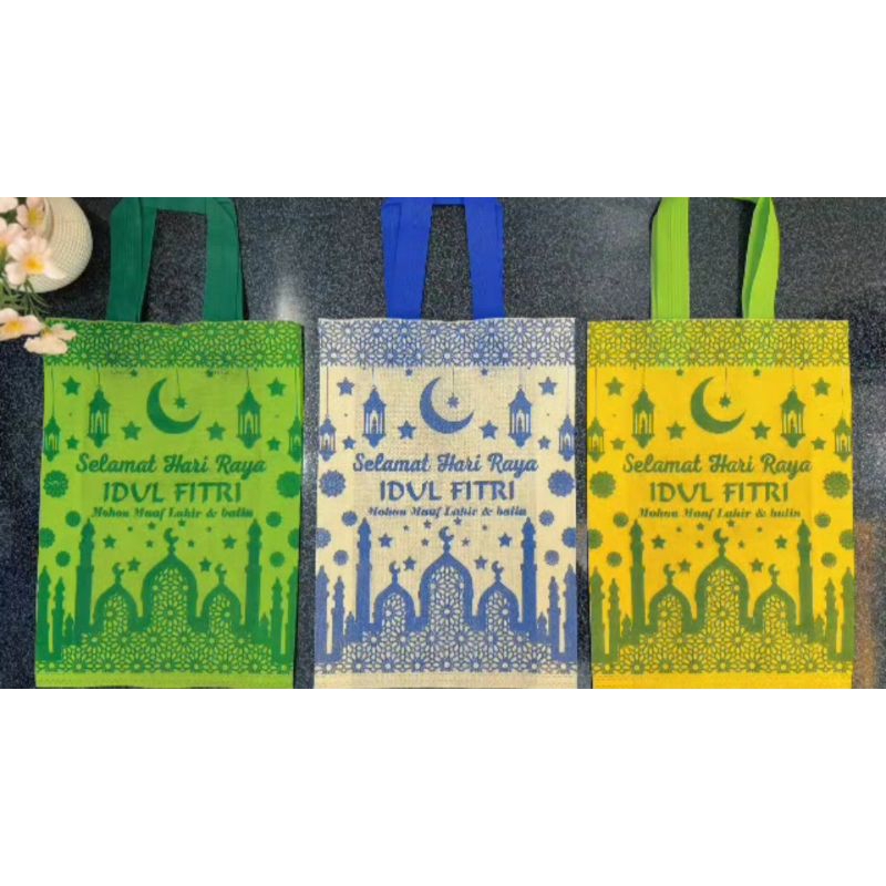 

12 pcs tas goodiebag lebaran /idul fitri 25 x 35 warna