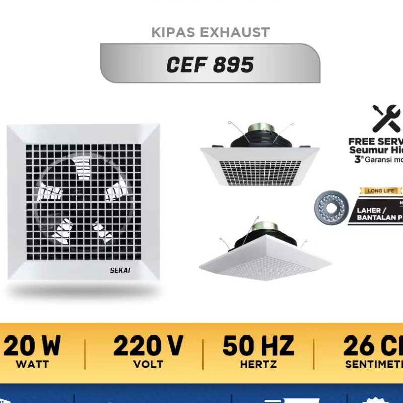 SekaI Exhaust Fan 8 Inch Ceiling Plafond CEF 895