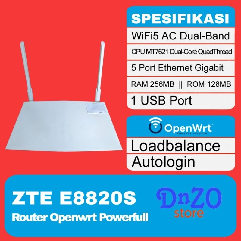 zte e8820s Openwrt Wifi5 AC Dual-Band loadbalance autologin wms wifi.id seamless router Dual band wi