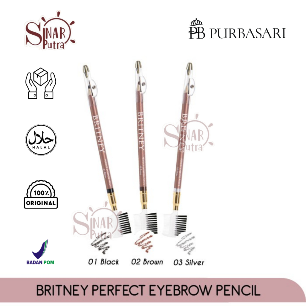 Purbasari Britney Pensil Alis | Eyebrow Pencil Plus Sisir Alis Dan Rautan