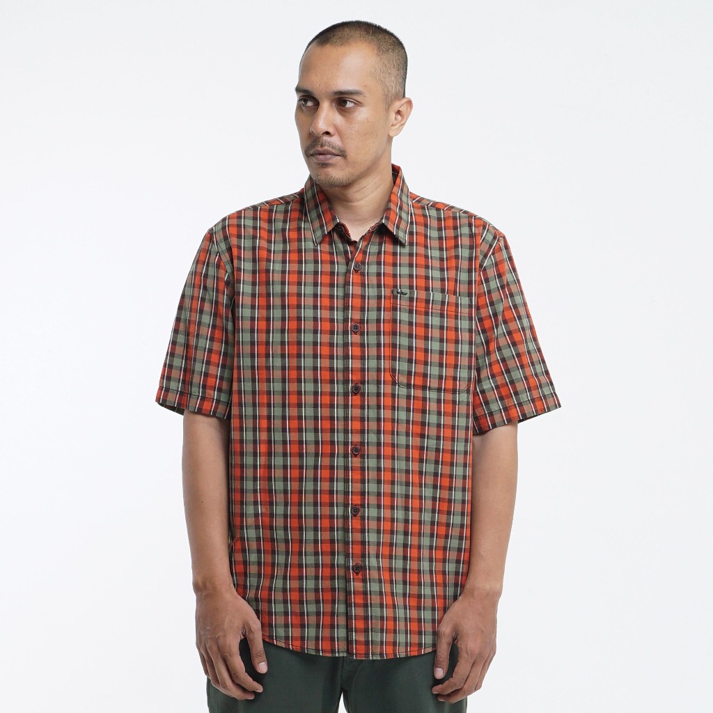 Kemeja MGEE Original - Kemeja  Kotak Kotak Kasual Lengan Pendek Original MGEE Alto CKKR 168 Sage