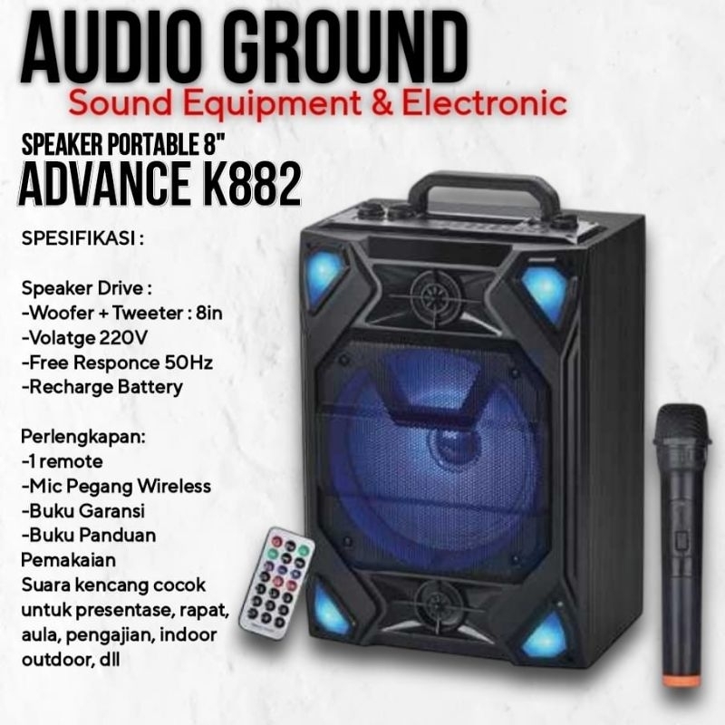 SPEAKER PORTABLE 8" ADVANCE K882 ORIGINAL PRODUCT