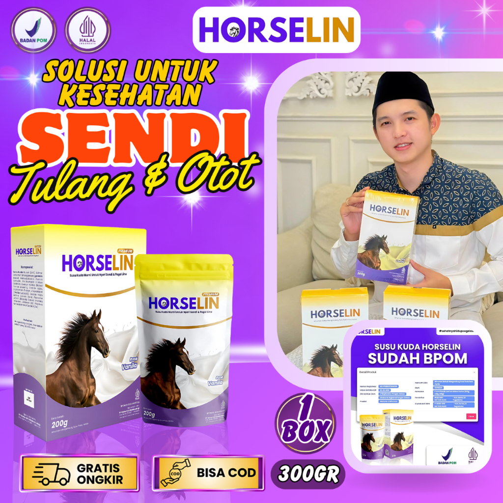 

HORSELIN Susu Kuda Liar Sumbawa Susu Untuk Nyeri Sendi Asam Urat Pegal Linu Original 300gr 1 BOX