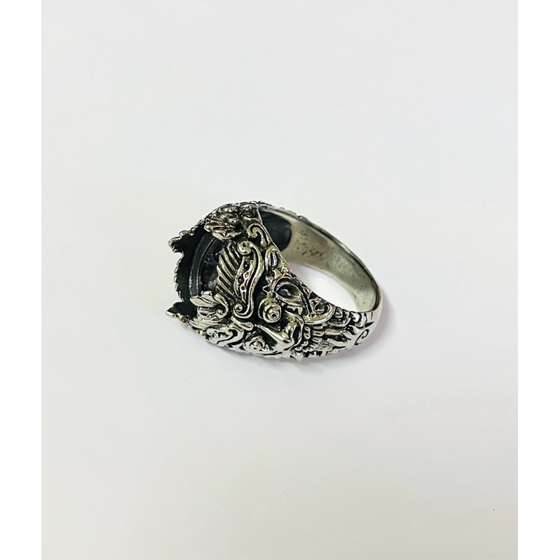 Ring Cangkok motif Rangda Asli Bali Alpaka