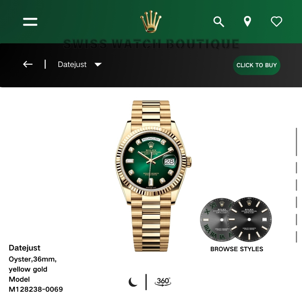 【✅Jaminan 5 Tahun】Jam tangan Rolex asli M128238-0069 seri kalender hari hijau asap skala waktu (otom