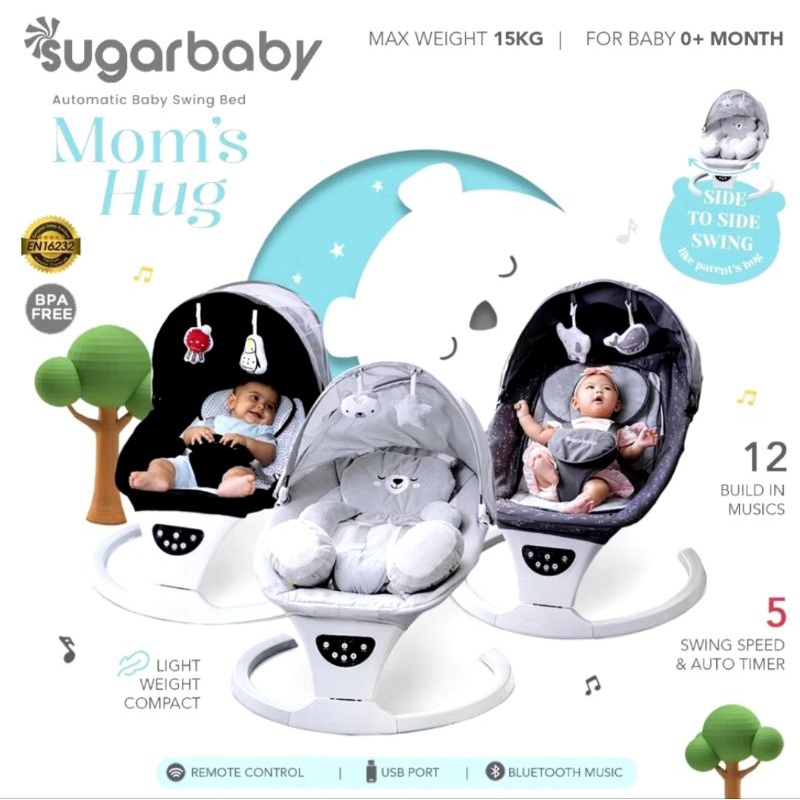 Sugar Baby Moms Hug Automatic Baby | Swing Bed | Ayunan Bayi | Bouncher Bayi