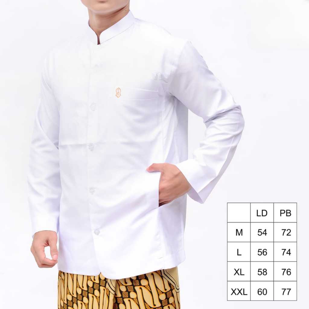 Baju Koko Haibah Putih Lengan Panjang Semi Jas alfath