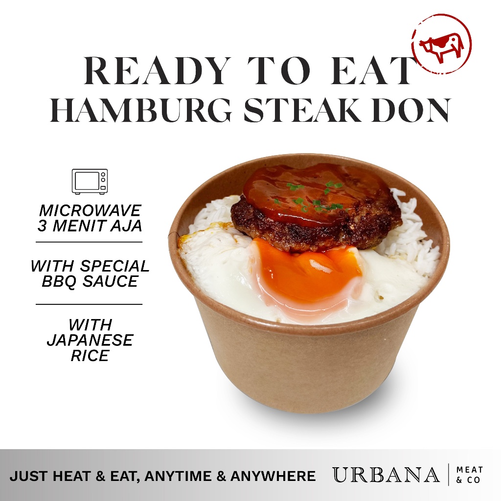 

Japanese Lunch set, Hamburg steak don dengan saos BBQ siap makan, praktis cepat-HALAL