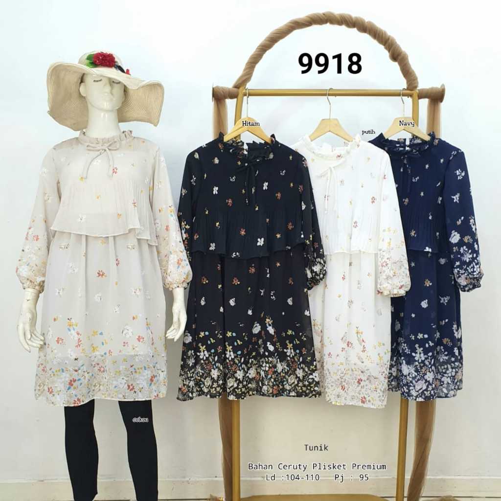 Tunik Atasan Ceruty Premium Motif bunga