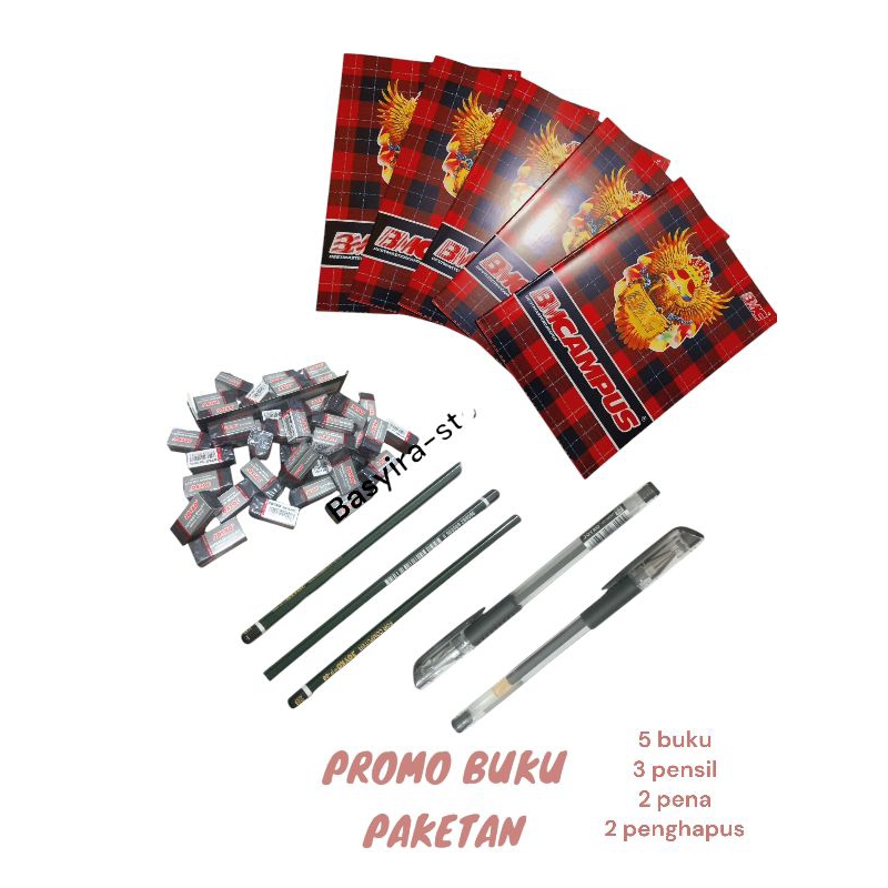 

PROMO (PAKET) BUKU TULIS SEKOLAH/BUKU BMCAMPUS ISI 5 PCS (2 PULPEN , 3 PENSIL , 2 PENGHAPUS)