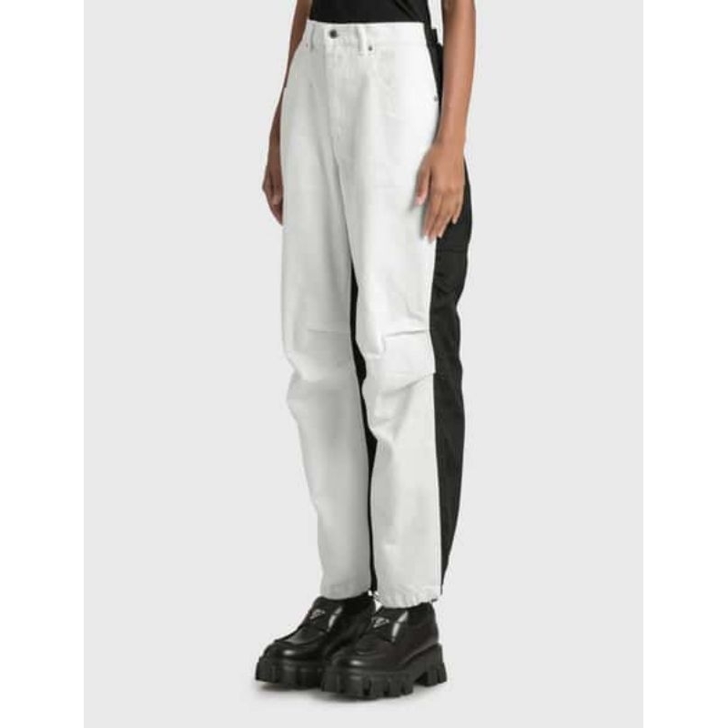 Alexander wang hybrid cargo jeans pants celana dua warna dua bahan celana jogger wanita